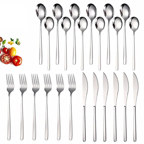 Ensemble de couverts en argenterie, ensemble acier inoxydable 24 pièces, vaisselle, fourchettes, cuillères, accessoires cuisine, argentées