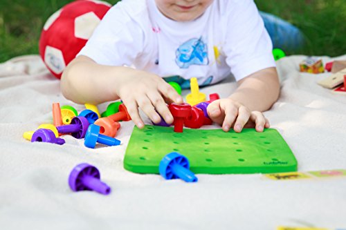Image of Toddler Peg Board Sensory Montessori Fine Motor Skills Educational Toys - 30 Stackable Pegs + Pattern Card + Drawstring Backpack + E-Book