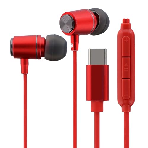 ルプラス(Leplus) Type-Cイヤホン(ボリューム/マイク付) カナル型 「極の音域 STABLE」 レッド LN-TCEP02RD