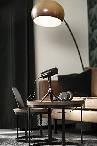 Shure MV7 USB Microphone with Tripod, for Podcasting, Recording, Streaming & Gaming, Built-In Headphone Output, All Metal USB/XLR Dynamic Mic, Voice-Isolating Technology, TeamSpeak Certified - Black