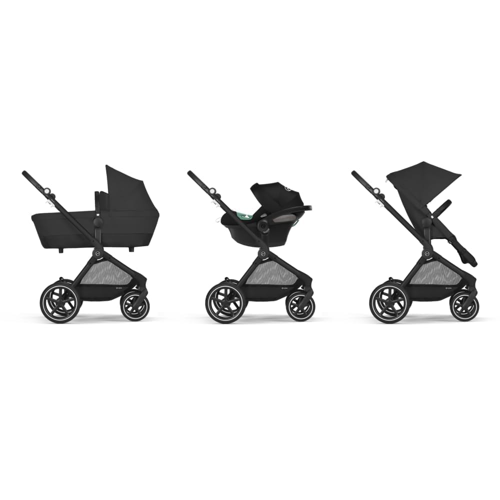 CYBEX Gold EOS Lux Carrozzina 2 in 1, dalla nascita fino a 22 kg (circa 4 anni) inclusivo EOS Adapter e CYBEX Cloud G i-Size, Moon Black