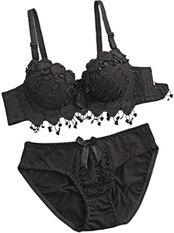 INNERSTYLE Elegant Lace Push Up Bra Panty Set Bridal Set Underwired Lingeri Set for Women Solid Padded Set Honeymmon Bikini Set