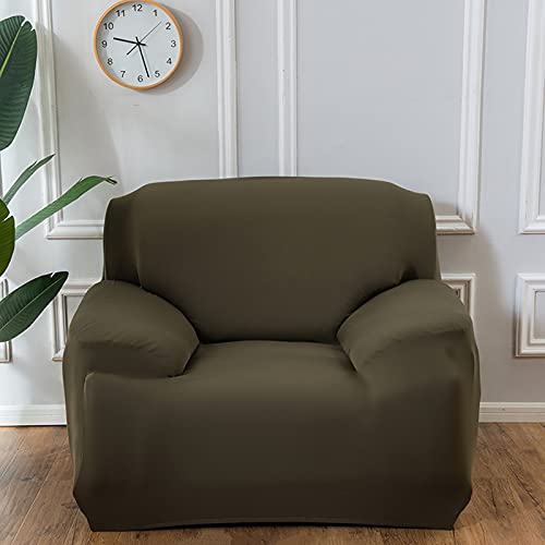 Housse de canapé extensible 4 places solide en polyester vert militaire - 5