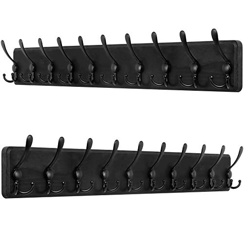 Image of SKOLOO Rustic Large Wall Mounted Coat Rack-38.6 inch Long Coat Rack for Wall, Pine Solid Wood Coat Rack Hook, Farmhouse Coat Hanger Wall Mount for Hanging Jacket Coat Hat, Pack of 2