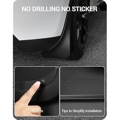BASENOR 2024-2020 Tesla Model Y Mud Flaps Splash Guards Vehicle Sediment Protection No Drilling No Tape Mudflaps Tire Protector Mudflaps All Weather Tesla Exterior Accessories (Set of 4)