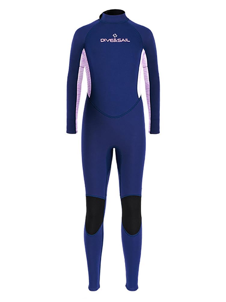 Traje de Neopreno para Niña de 2,5 mm, Traje de Buceo de Cuerpo Entero con Mangas Largas y Cremallera Trasera, Protección Solar UPF 50+ para Surf, Snorkel y Natación