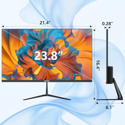 Image of 23.8 inch Monitor, Full HD Computer Monitor with VA Panel, 75Hz Refresh Rate, VESA Mountable, HDMI /VGA, Ergonomic Tilt, Built-in Speakers, Eye Care, 3-Side Frameless, Black