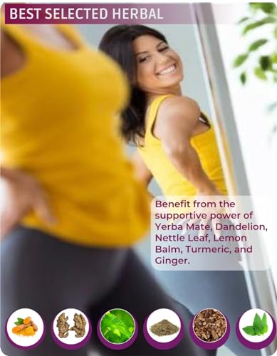 MenoXTrim Organic Menopause Relief: Hormone Balance | Bloating | Hot Flashes | Excess Water | Midlife Belly | Yerba Mate, Dandelion, Nettle Leaf, Lemon Balm, Turmeric, Ginger | Natural Açai Flavor. - Image 3