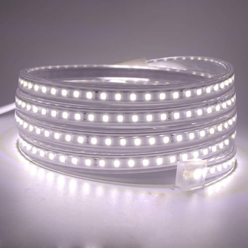 Image of KISUFU 110V COB LED Strip Light, 2835 120 LEDs /m s Super Bright IP65 Waterproof Flexible & Cuttable COB Strip Lights for DIY TV Backlight Bedroom Kitchen Home Outdoor Decor