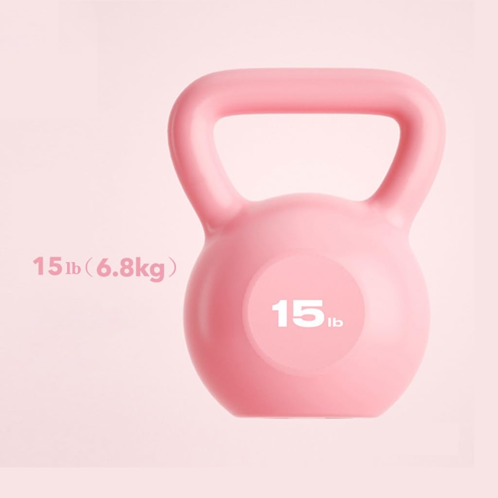 Pesa rusa de fitness, pesa rusa de hierro fundido con revestimiento de vinilo, para ejercicio, entrenamiento de fitness, culturismo, levantamiento de pesas, entrenamiento cruzado. (Tamaño: 15 libras)