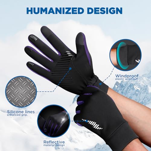 Image of SIMARI Winter Gloves for Women Men - Cold Weather Thermal Touch Screen Ski Snow Glove Liners, Non-Slip Palm & Warm Fleece Lined, for Running Cycling Driving Hiking Walking Sports Outdoor Texting Work