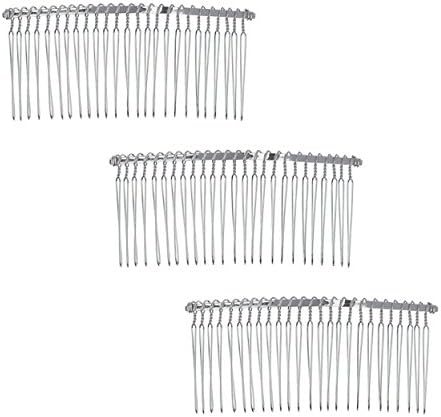 3 Pcs Twist Wire Silver Hair Combs Wedding Bridal Veil Accessory Crafts 4 Inch
