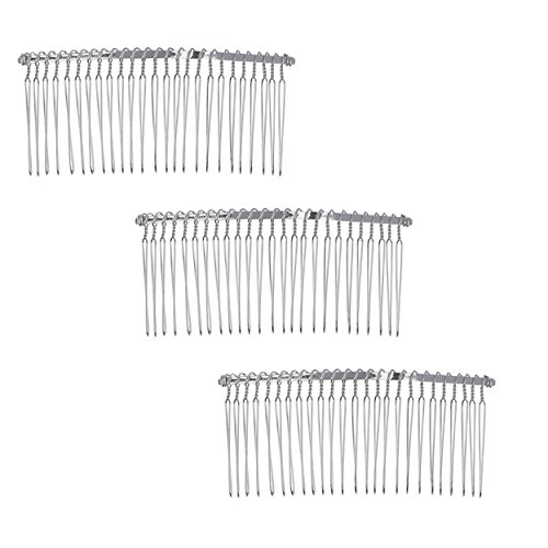 Peignes à cheveux en fil torsadé argenté 10,2 cm pour chignon chic (Lot de 3)