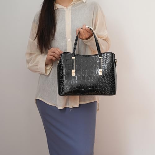 Bolso tipo tote para mujer de la colección MKF, con estampado de cocodrilo en cuero vegano, bolso satchel de moda diseñado para uso diario o cruzado miniatura 2