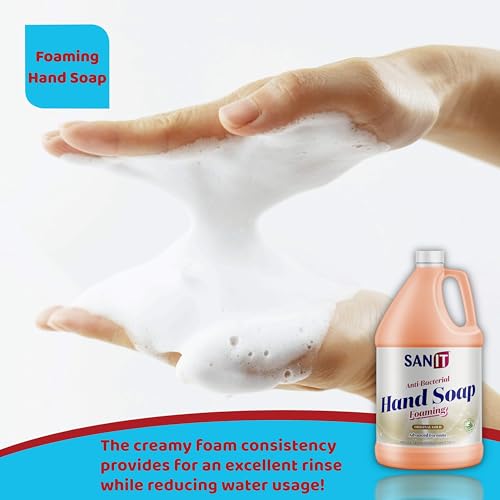 Image of Sanit Antibacterial Foaming Hand Soap Refill - Advanced Formula with Aloe Vera and Moisturizers - All-Natural Moisturizing Hand Wash - Made in USA, Original Gold, 1 Gallon