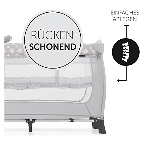 hauck Kinderreisebett Sleep N Play Center mit Neugeboreneneinhang, Wickelauflage, Tragetasche, Rollen, Schlupf, Klein Zusammenklappbar, Baby Reisebett Kleinkind ab Geburt bis 15 kg (Teddy Grey)
