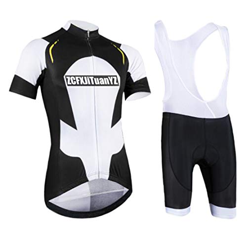 Traje Deportivo al Aire Libre Ropa de Bicicleta Ropa de Ciclismo para Hombres Camiseta Deportiva de Manga Corta + Pantalones Cortos con Correa Primavera y Verano (Color Y103,XL Código) Cover