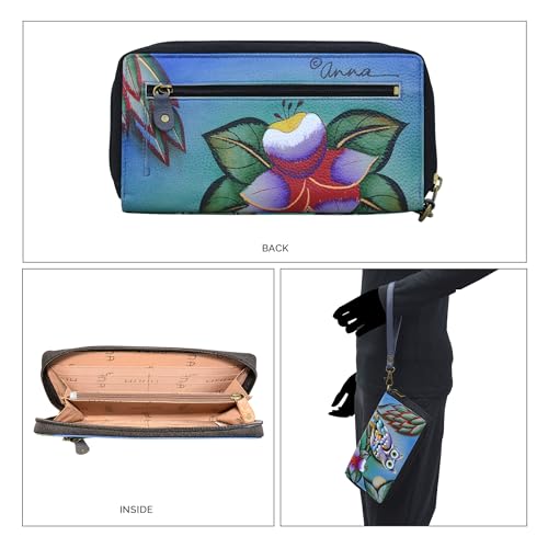 Anna by Anuschka Women's Hand Painted Leather Zip-Around Clutch Wallet2
