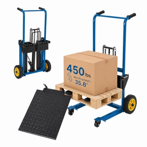 Garvee Foldable Hydraulic Material Lift Winch Stacker,450 Lbs 35.8