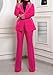 Tcremisa Womens Fashion Pants Suit 2 Piece Business Outfits Pearls Long Sleeve Blazer and Slim Fit Pants Sets Rose