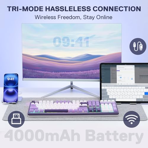 Image of Redragon K745 PRO Wireless Gasket RGB Gaming Keyboard, 108 Keys Mechanical Keyboard w /Extra 4 Hotkeys, Hot-Swap South-Facing LED Socket, 5-Layer Noise Dampening, Round PBT Keycaps, Mint Mambo Switch