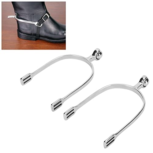 FAUOSWUK Espuelas de Caballos 1 par, Espuelas Retro Ecuestres Inglesas Espuelas de Acero Inoxidable para Botas de Vaquero con Bola de Rodillos Que Pasean Las Espuelas para el