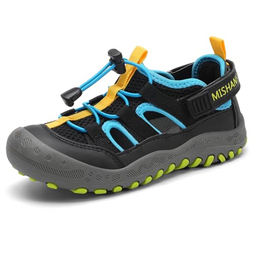 Imagen de Mishansha Niños Sandalias Cerradas Trekking Verano Zapatos al Aire Libre Transpirable Negro Intenso 28 EU