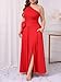 Women's One Shoulder A Line Flowy Maxi Dress for Prom Evening Gown Graduation 2025 Red L