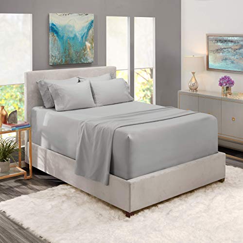 KBC linen 6 Piece Hotel Luxury Soft 100-Percent Cotton Bed Sheets Set, 16" - 18" Deep Pocket Fitted Sheet, Wrinkle Free, 800 Thread Count Bedding Set (Queen, Silver Gray)