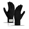 Guantes de invierno cálidos de pantalla táctil Guantes de punto mágico elásticos Mujer Guantes de invierno gruesos al aire libre Negro forro polar suave