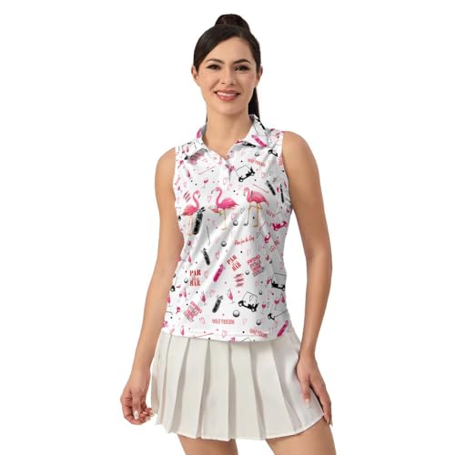 Women's Sleeveless Golf Top Golf Shirts Funny Golf Apparel Athletic Golf Moisture Wicking Sleeveless Polo Shirt