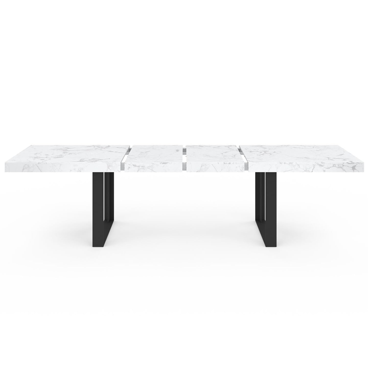 IDMarket – Mesa de comedor extensible Phoenix rectangular 6-12 personas bandeja efecto mármol blanco Alaska 200-300 cm