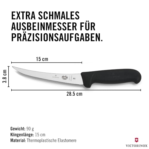 Victorinox Fibrox Ausbeinmesser, Scharfes Küchenmesser für Fleisch und Fisch, 15 cm, Gebogene Klinge, Flexibel, HACCP geeignet, Rutschfest… – Ansicht 3