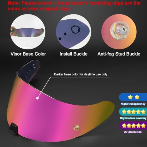 Image of PSLER Shatterproof Motorcycle Helmet Visor for R420,Rose Red