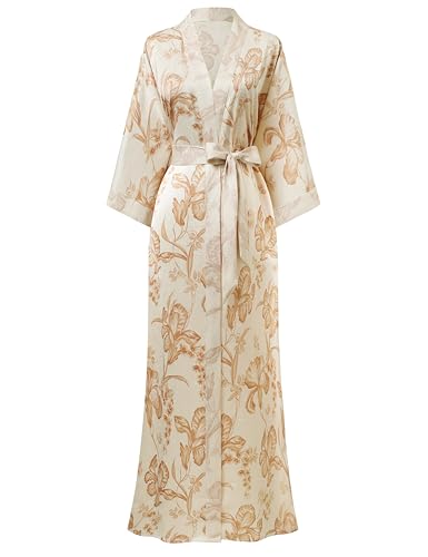 Image of PRODESIGN Kimono Robe for Women - Long Satin Sleepwear Silky Kimono Cover-Up Nightgown Japanese Bathrobe Loungewear Blouse