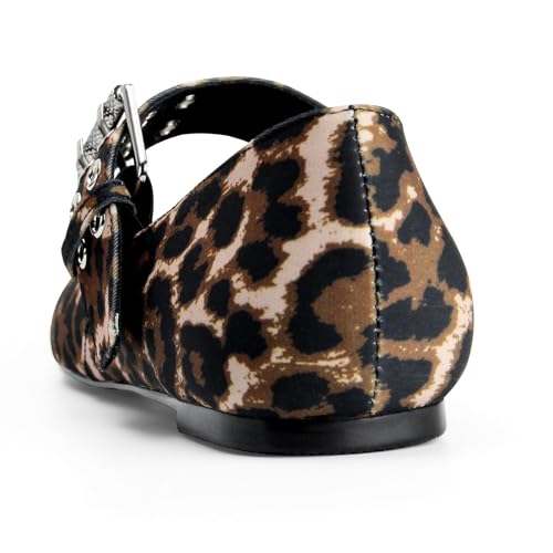 Image of Gothictor Women's Mesh Ballet Flats Round Toe Leopard Mary Jane Shoes Women | Cushioned Comfort, Easy to Style, Buckle Strap, Cheetah Print, Ballerina, Breathable, Wide Width, Non-Slip, Dressy Casual