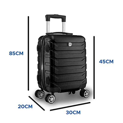 Kit Mala Bordo Viagem Frasqueira Bagagem de Mão ANAC Regulamentada ABS Rígido Rodinhas 360 (Preto)