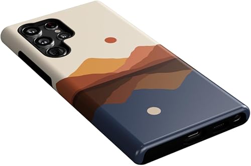 Miniatura 2 de Casely Funda para Galaxy S22 Ultra  Los opuestos se atraen  Funda esencial de día y noche con bloques de color, montañas y Galaxy S22 Ultra
