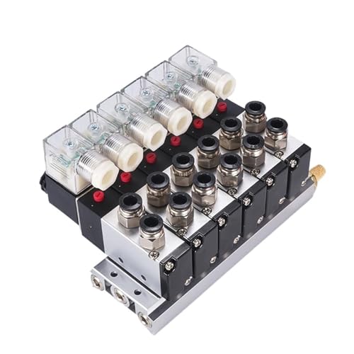 Électrovanne pneumatique 4V210-08 24V DC avec embase 5 stations et raccords 8mm