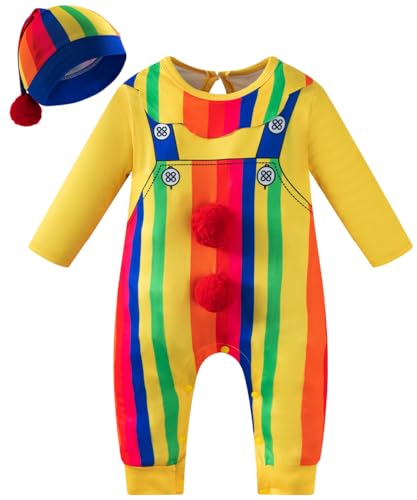 IWALUE Infant Baby Boys Clown Costume Romper Halloween Cosplay Bodysuit(Clown, 6-12 M)