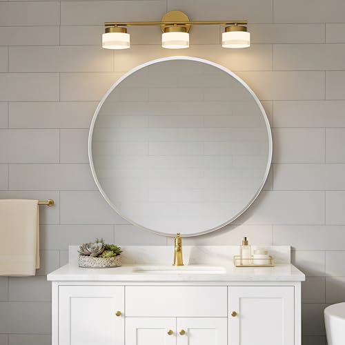 Image of DAYCENT 3-Light Gold LED Bathroom Vanity Light Fixtures