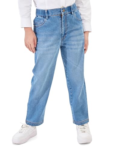 Image of olele Girls Super Jeans Collection for 4-14 Yrs | Stretchable Cotton Denim Trousers | Blue Jeans for Kids | Baggy Denim Pants | Cargo Pants for Girls