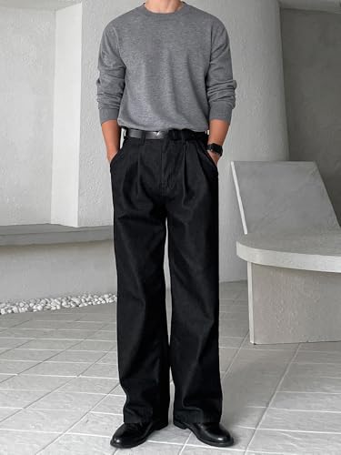Men's Straight-Leg Denim Spring Casual Korean Style Loose Long Pants3