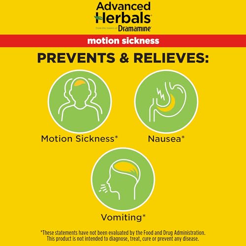 Image of From the Makers of Dramamine, Advanced Herbals with Natural Ginger, for Nausea Relief, Morning Sickness Relief & Motion Sickness Relief During Travel, 18 Capsules, Pack of 2