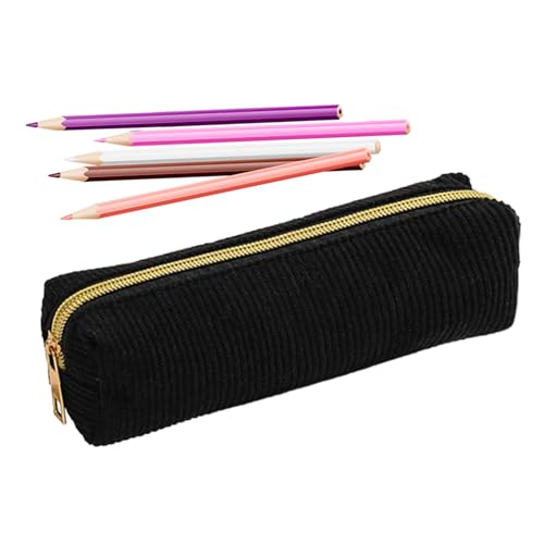 Genérico Estojo para lápis com fecho de correr, estojo para adolescentes | bolsa de tecido de veludo unissexo grande para escola | mochila para estudantes e adultos, Preto, Consulte a descrição