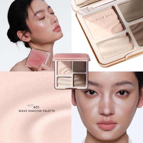 Image of JUDYDOLL Highlight & Contour Palette, All-in-One Matte Highlighter Contour Compact, Natual Finish, Ultra-fine Powder, Blendable Face Makeup for Cool and Olive Skin Tone (01 Wave Shadow Palette)
