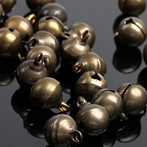 200 Piezas 12mm Cascabeles de Bronce Vintage,Pequeñas Cascabeles para Manualidades,Campanillas de Metal té Mano Bell para Timbre de Puerta Entrenamiento de Orinal para Perros Decoración de Navidad Cover