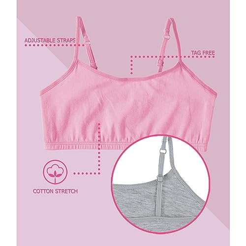 Girls Training Bra Cotton Stretch Bralette, 5-Pack (7-14)3