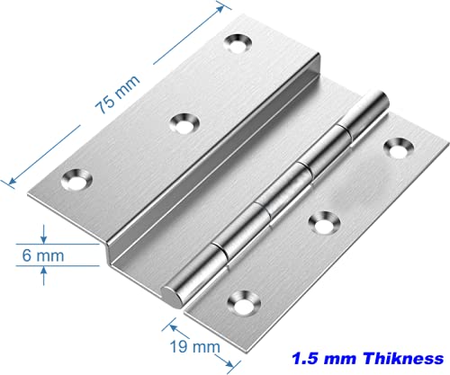 Image of Atlantic Stainless Steel L-Hinges 3 inch X 3 /4 inch X6 MM Matt Finish Pack of 24