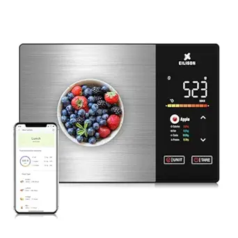EILISON Smart Kitchen Scale with Nutrition Calculator, Digital Food Scale, Large TFT Color Display, Bluetooth App for 999+ Foods, Calorie Counter & Nutrient Analyzer, 5000g Capacity (Black)